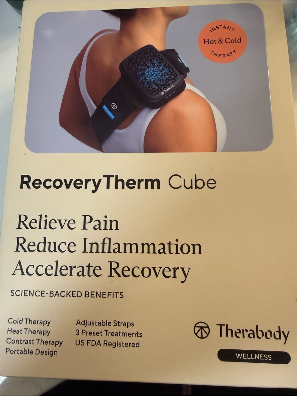 Therabody RecoveryTherm Cube in Black with Blue Accent